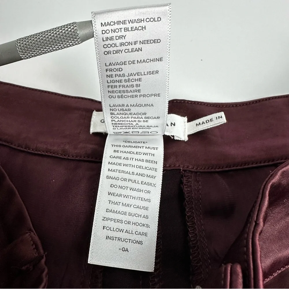 Good American Satin Pants Wide Leg Trouser Women's Size 2 or 26 Burgundy Stretch